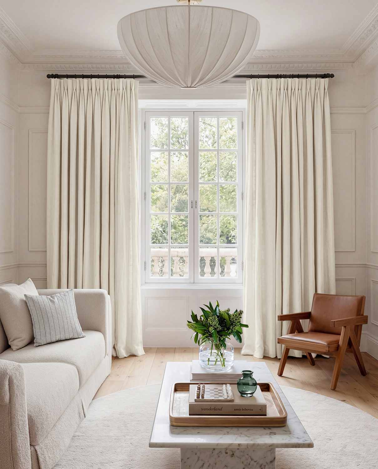 White Linen Living room curtains - 100% pre-washed linen. Bianco White by Ada & Ina.