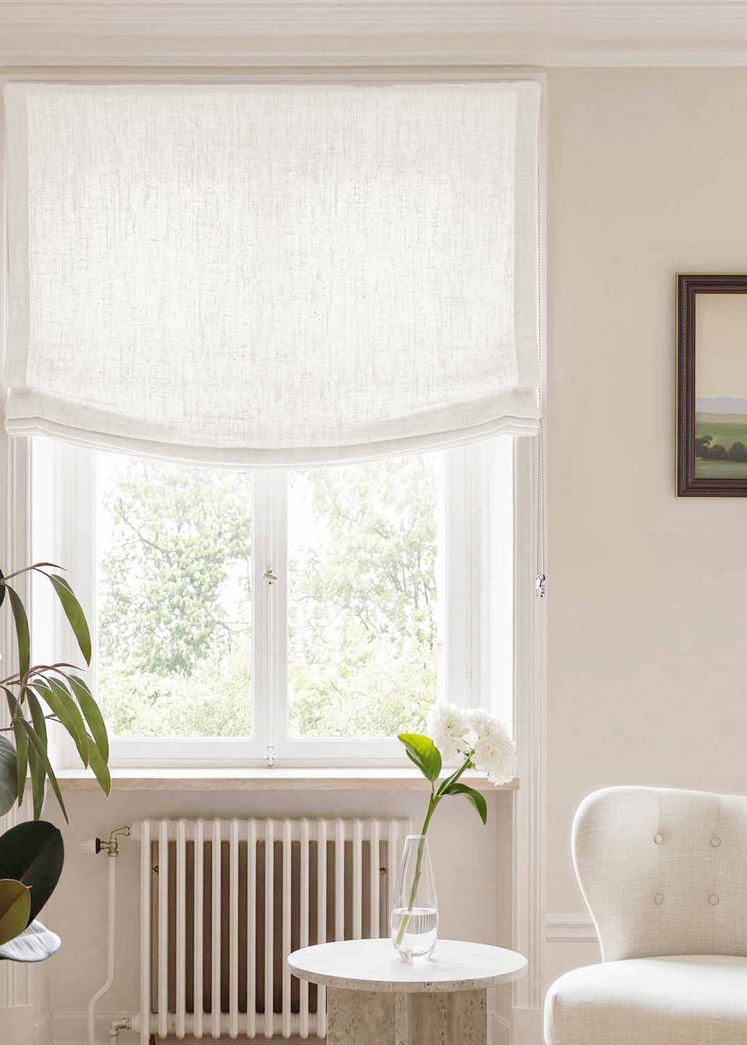 White Relaxed linen blind - pre-washed. Bianco Pure White by Ada & Ina.