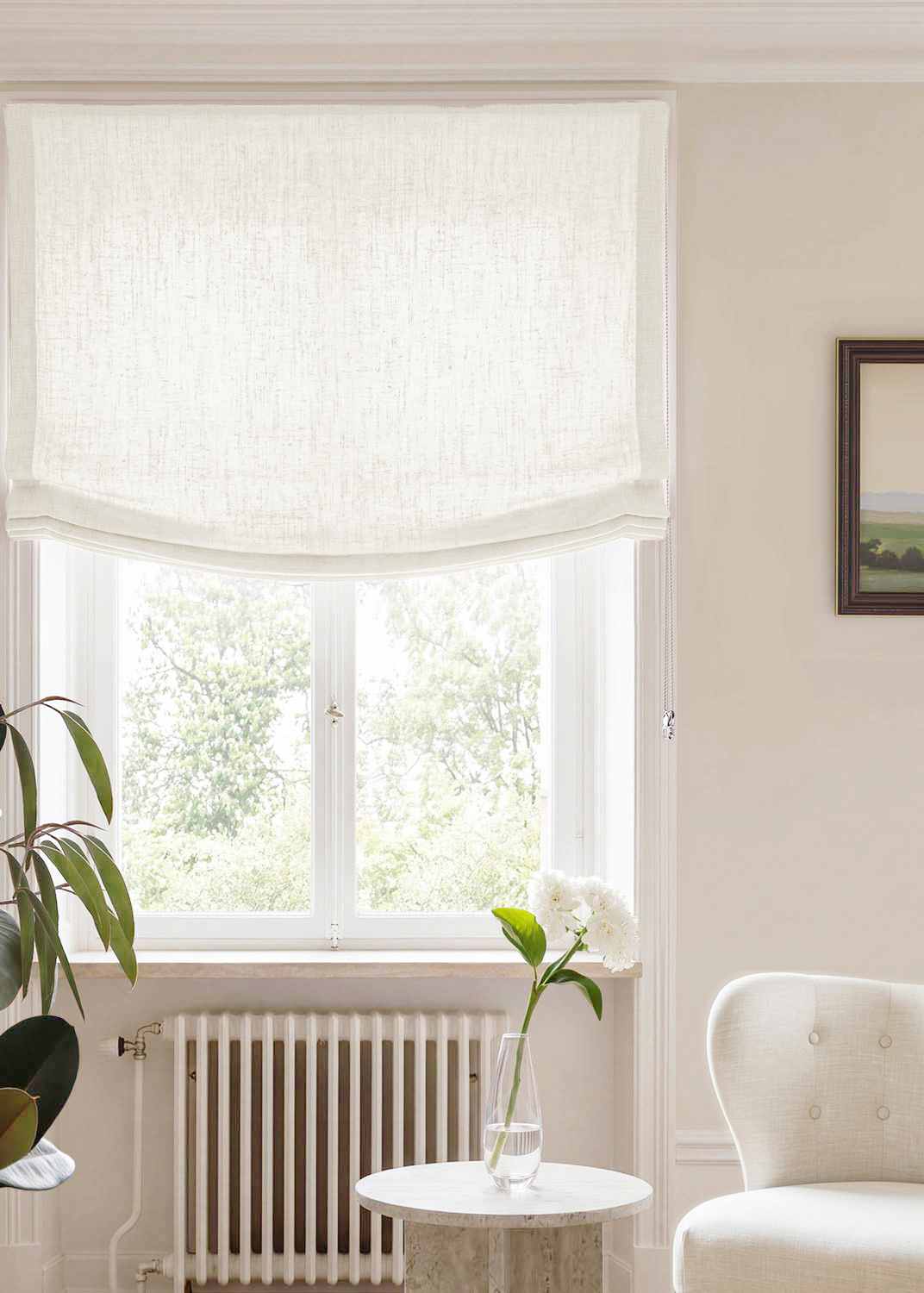 White Relaxed linen blind - pre-washed. Bianco White by Ada & Ina.