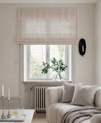 White 100% Linen Roman blind. Beata Bone White by Ada & Ina Fabrics