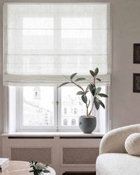 Pure white Roman blind. Made of soft pre-washed 100% Linen fabric -  Lupe Brilliant White