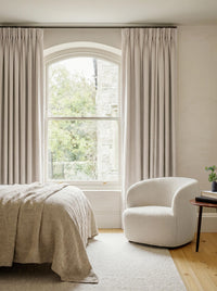 White 100% Linen Triple Pleat curtains. Beata Bone White by Ada & Ina