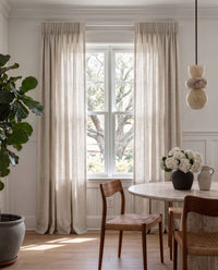 White 100% Linen Unlined curtains - Pencil pleat heading. Beata Bone White by Ada & Ina
