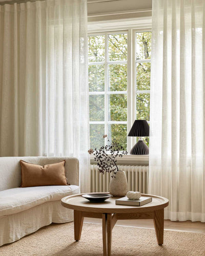 Off-white Sheer Linen Curtains in Linen Voile Fabric