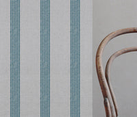 Sumi Blue Stone - Natural curtain fabric with Blue Striped print