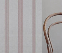 Sumi Dusty Pink - Natural curtain fabric with Pink Striped print