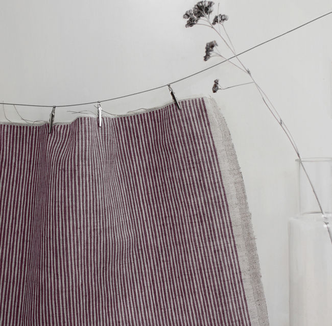 Laila Wine - Curtain fabric with Dark Red stripes