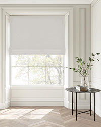 Dinah Winter Fog - Subtle light grey Linen mix Roman blind with blackout lining
