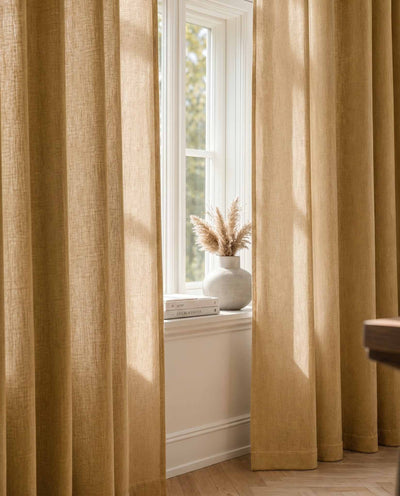 Yellow Lined Linen curtains. Linara Mustard by Ada & Ina